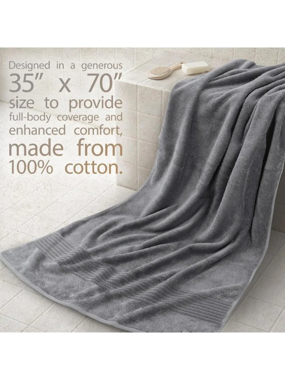 Soft Absorbent 100% Cotton Turkish Towel Set - Quick Dry Bath Sheets, 2 Piece